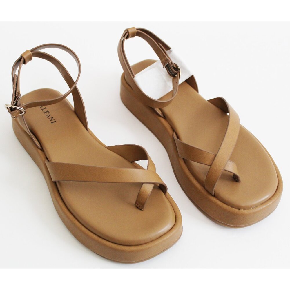 Alfani Brown Platform Cross-Strap Sandals